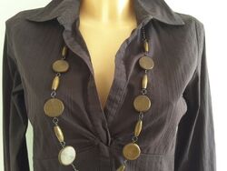 Esprit schicke Bluse Schlupfbluse Gr. 36 braun Streifen 