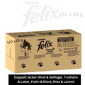 120 x 85 g Felix DOPPELT LECKER So gut wie es aussieht Katzennassfutter Gelee