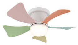 Mini Deckenventilator mit Fernbedienung LED Lampe Dimmer 13x40,6cm Hines Bunt