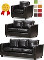 % SET 1+2+3 SESSEL 2-SITZER 3-ER SOFA COUCH LOUNGE GARNITUR LEDER LOOK SCHWARZ !