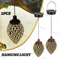 2Stk LED Solar Metall Lampe Licht Wasserdicht Hängeleuchte Garten Laterne Tisch