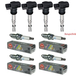 4x TRUCKTEC Zündspule +4x NGK Zündkerze Laser Platinum für VW EOS 1F7 1F8
