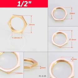 Rohrmutter Kontermutter Gegenmutter Messing Mutter 1/8" 1/4" 3/8 1/2" 3/4" 1"