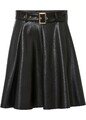 Skater-Rock in Lederoptik mit Gürtel Gr. 44 Schwarz Mini-Skirt Freizeitrock Neu