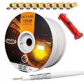 100m Antennen Kabel REINES KUPFER Koaxialkabel 5-fach SAT Koax TV Sat 135dB 4K
