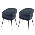 B-Ware 2er-Set Esszimmerstuhl MCW-O28, Stoff/Textil (340g/m²) Metall, blau