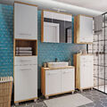 Badezimmer Viola 10 Secret Grey 5-teilig Hochschrank Unterschrank LED