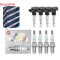 4x BOSCH Zündspule +4x NGK Zündkerze Laser Platinum passend für VW Golf V 1K1