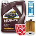FEBI Ölfilter + 5L Mannol Longlife 5W-30 Motoröl passend für VAG 504.00 507.00