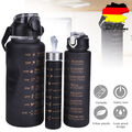 3 Trinkflasche Sport Wasserflasche W/Strohhalm BPA frei Tasse Gym 2L 900ML,400ML
