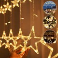 Vorhang Sterne Lichterkette 8 Modi LED Warmweiß Außen Deko Fenster Dekor Innen