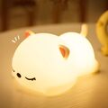 Katze LED Nachtlicht Wiederaufladbare Silikon Touch Lampe Kinder Nachttischlampe