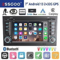 DAB+ 2+32G Android 13 Autoradio GPS WIFI RDS Carplay Für Audi A4 S4 RS4 B6 B7 B8