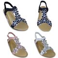 Damen Sandalen Absatz Blumen Sandaletten Glitzer Riemchen Schuhe Damenschuhe