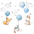 Wandtattoo Baby Wandsticker Fuchs Kinderzimmer Tiere Hase Kinder Deko blau DL611