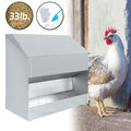 Futterautomat 15KG Futtertrog Futterspender Hühnerfutter für Hühner Puten Stahl