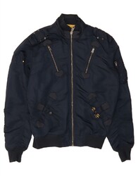 ALPHA INDUSTRIES Herren Fliegerjacke UK 38 Medium Navy Blau Nylon BL04