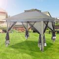 Pavillon 3,3x3,3m Wasserdicht Faltpavillon Pop Up Gartenpavillon mit Moskitonetz