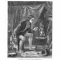 BILDENDE KUNST Die Probe von JT Hixon darstellender Hund & Trainer - antiker Druck 1859
