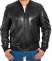 Herren Retro-Stil Solide Echt Lammleder Gesteppt Bomber College Kragen Jacke