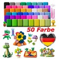 Lufttrocknende Magische Knete für Kinder mit Modellierwerkzeug 50 Farben DE