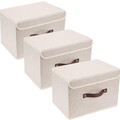 Faltbare Kiste Aufbewahrungsbox Stoff Waschbare 3 Stck Beige 38x25x25 cm