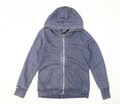 Superdry Hoodie Damen blau mit durchgehendem Reißverschluss, Gr. M