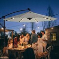 Sekey Sonnenschirm LED Solar Ampelschirm Ø300cm Terasse Gartenschirm mit Kurbel