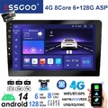Autoradio 10 Zoll 2DIN 6+128G Android 14 GPS Navi DAB Bluetooth WIFI KAM Carplay