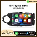 9" Android13 Autoradio Carplay GPS NAVI BT SWC 6+128G Für Toyota Yaris 2011-2018