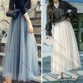 Dame Maxirock Tutu Tüllrock A-Linie Braut Party High-Waist Lange Rocke Hochzeit6