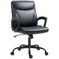 HOMCOM Kunstleder Schreibtischstuhl mit Kippfunktion für Home Office, Schwarz