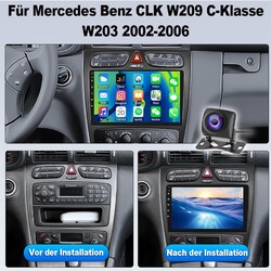 9 Zoll Carplay Android 13 Autoradio GPS Cam Für Benz C/CLK Klasse W209 168 4+64G