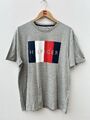 Tommy Hilfiger T-Shirt grau groß Schreibgrafik 100 % Baumwolle Größe Large