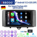 32G Android 12 Autoradio CarPlay GPS Navi BT HIFI WIFI DAB+ Für Smart Fortwo 451