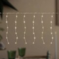 120 LED Lichtervorhang Lichterkette Weihnachtsdeko Lichternetz Timer warmweiß 3m