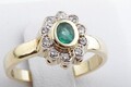 Smaragd Brillant Diamant Ring 750 18K Gelbgold Gr. 56 *