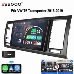DAB+ 6+128GB Android 14 Autoradio Carplay 4G WiFi Für VW T6 Transporter Multivan