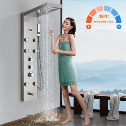 Duschpaneel mit Thermostat Edelstahl Duschsäule Regendusche Duscharmatur set