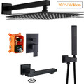 Schwarz Unterputz Duscharmatur set Badewanne Regendusche Armatur mit Brause