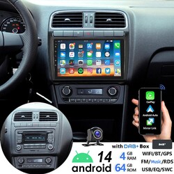 DAB+ 4+64G Android 14 Carplay Autoradio GPS WIFI RDS Für VW Polo 6R 6C 2009-2017