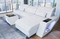 Ledercouch Sofa LED Leder Ecksofa Ledersofa Weiß Schwarz Eckcouch Catania L Form