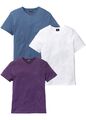 T-Shirt mit V-Ausschnitt Gr. 52/54 (L) Weinbeere+Jeansblau+Weiß Herrenshirt Neu