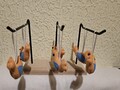 Handgenähte Deko Anhänger 6er Set Vögelchen apricot/blau