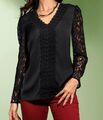 767696 Creation L Damen Tunika Spitzenbluse Bluse Gr. 36 - 46 Neu schwarz
