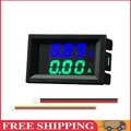 DC0-100V Amp Volt Gauge Dual LED Digital Voltage Current Meter (Blue Green 50A)