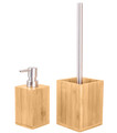 BADEZIMMER SET SEIFENSPENDER MIT PASSENDER WC BÜRSTE BÜRSTENGARNITUR SET BAMBOO