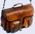 Braune Herren-Aktentasche aus echtem Vintage-Leder Kuriertasche Schultertasch...