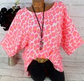 ITALY Shirt T-Shirt Tunika Bluse Top Oversize Kurzshirt  Neon Pink 46 48 50