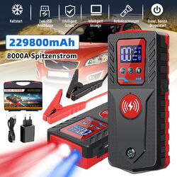 8000A Auto KFZ Starthilfe 229800mAh Jump Starter Ladegerät Booster PKW Powerbank